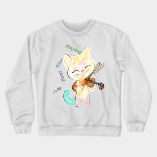 Feline Fiddler: A Cat's Concerto of Purrfect Harmony Crewneck Sweatshirt